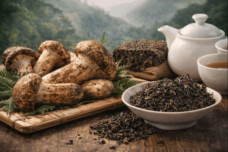 Matsutake mushrooms and premium Chinese tea showcase the expanding range of China’s luxury food exports to global markets.