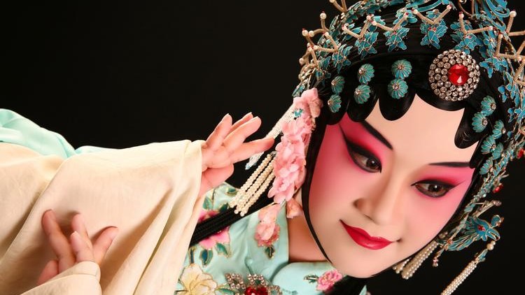 Peking Opera Dan: Symbolic costume, headdress & stage makeup.