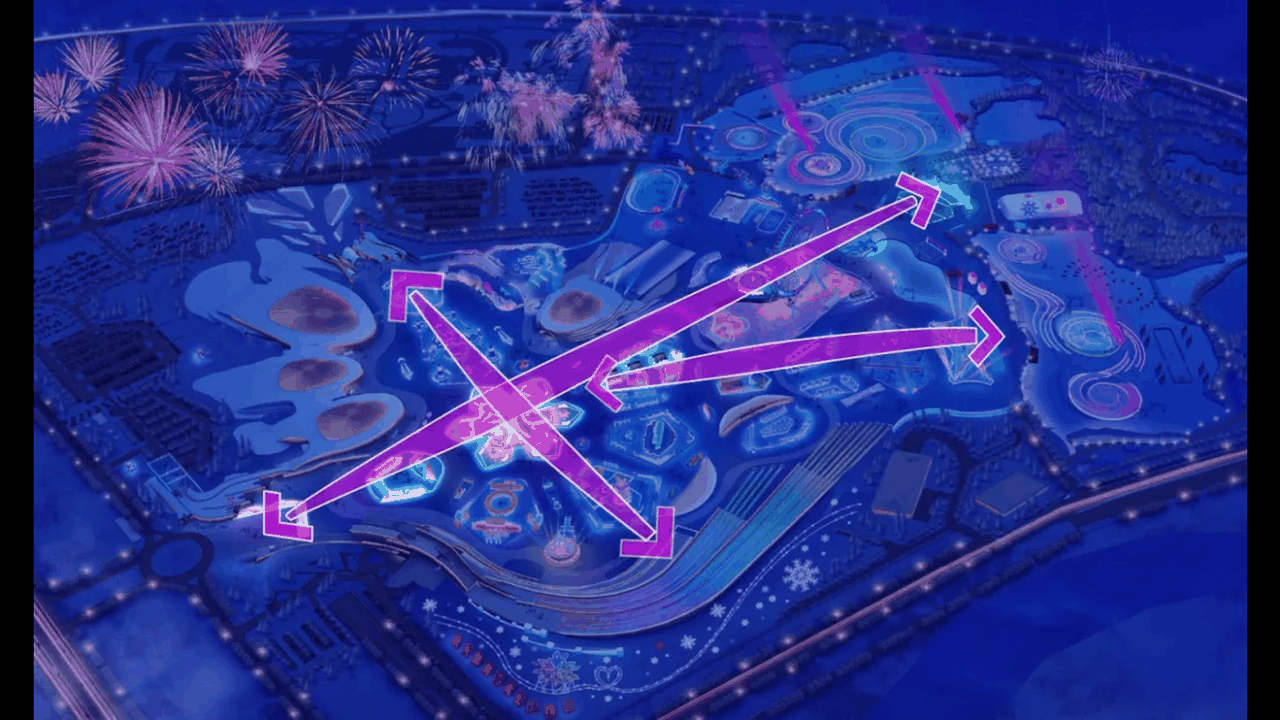 Three illuminated axes of Harbin Ice-Snow World 2025 link 42 OCA landmarks—from Temple of Heaven to Taj Mahal—carving “Ice City Memories” into a frozen corridor of world wonders